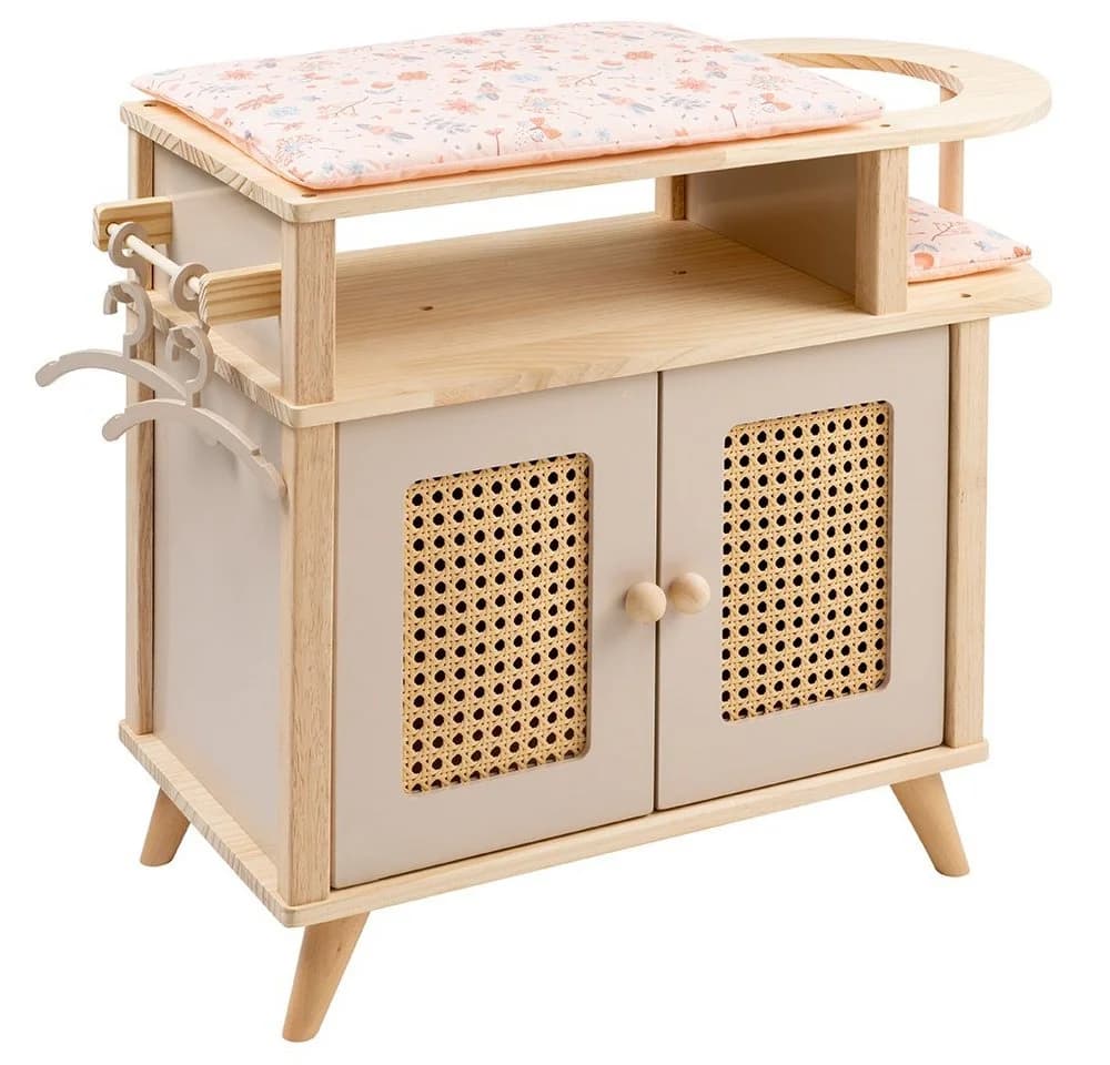 howa Puppenwickeltisch miniflowers Holz mit Puppenschrank und Sitz - Bild 2
