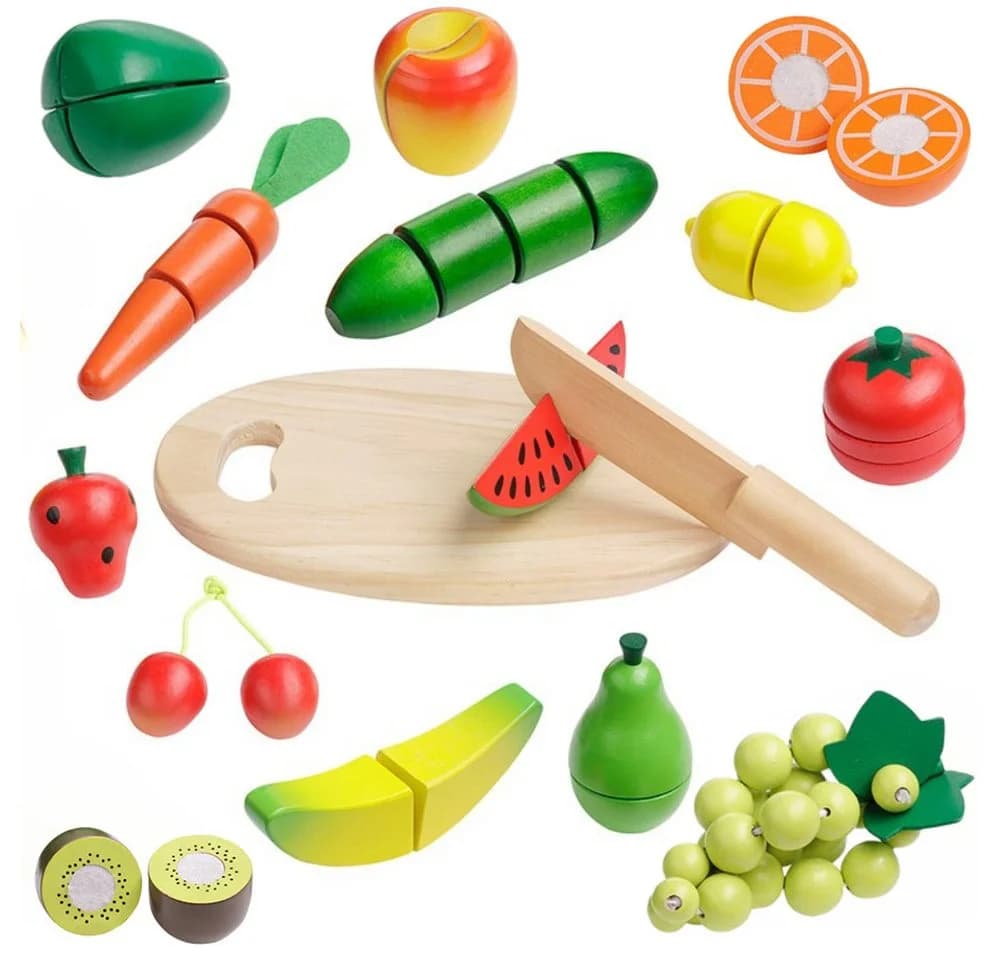 howa Spiellebensmittel Schneideset Obst und Gemüse 16-tlg. Holz - Bild 2