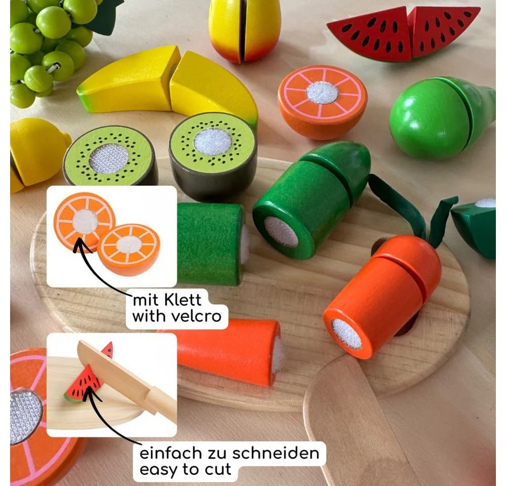 howa Spiellebensmittel Schneideset Obst und Gemüse 16-tlg. Holz - Bild 3