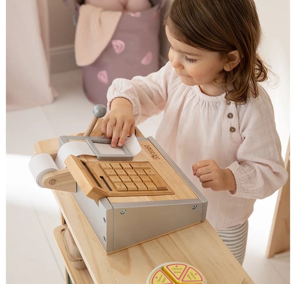 howa Spielkasse aus Holz mit Taschenrechner und Spielgeld - Bild 3