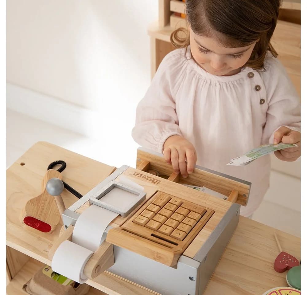 howa Spielkasse aus Holz mit Taschenrechner und Spielgeld - Bild 4