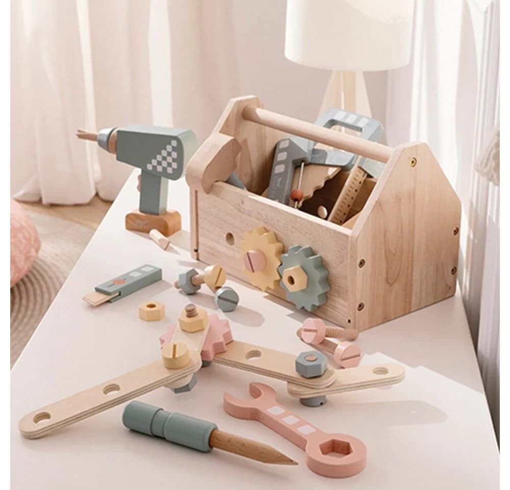 howa Spielwerkzeugkoffer 45-tlg. Hartholz Kinderwerkzeugkasten Bunt - Bild 3