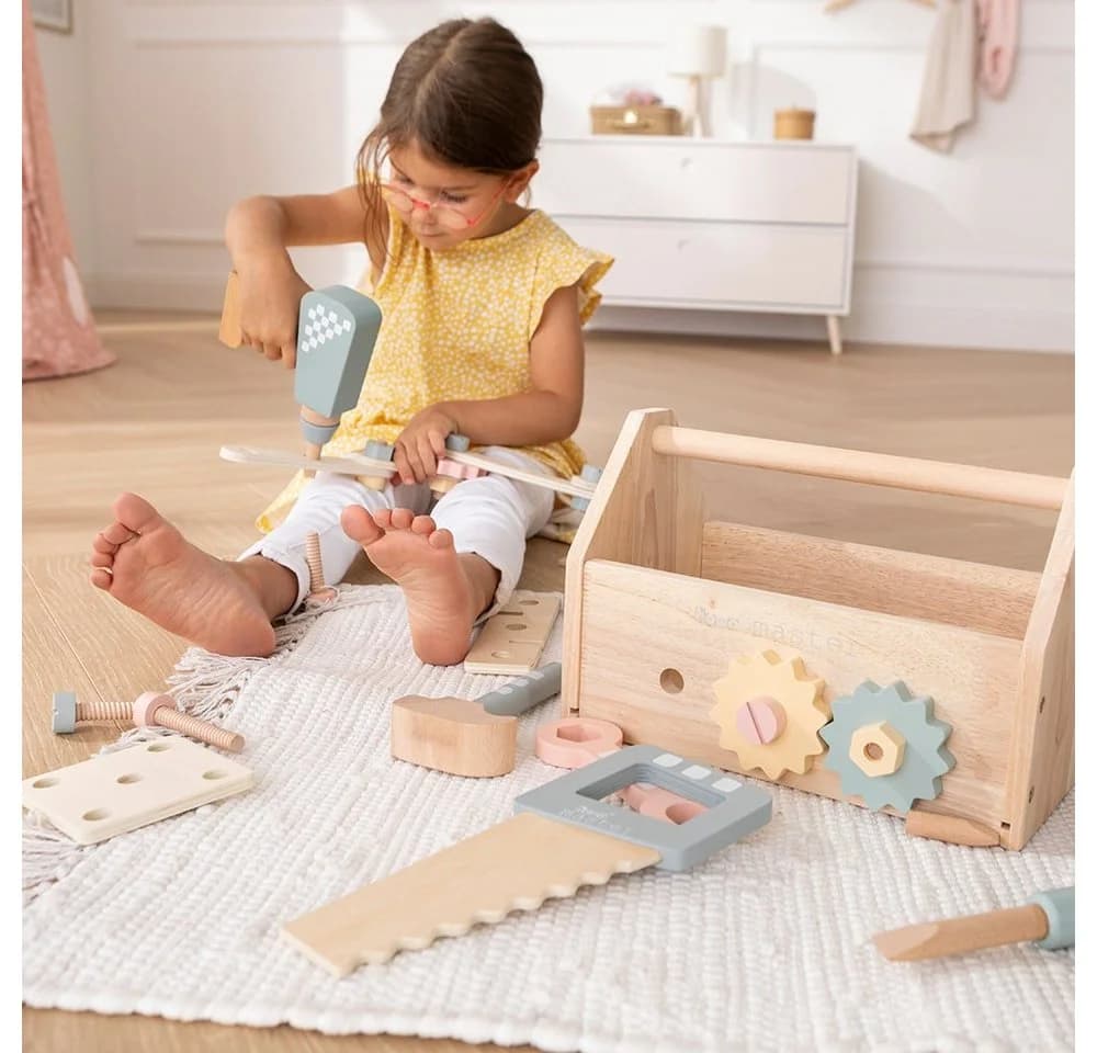 howa Spielwerkzeugkoffer 45-tlg. Hartholz Kinderwerkzeugkasten Bunt - Bild 4
