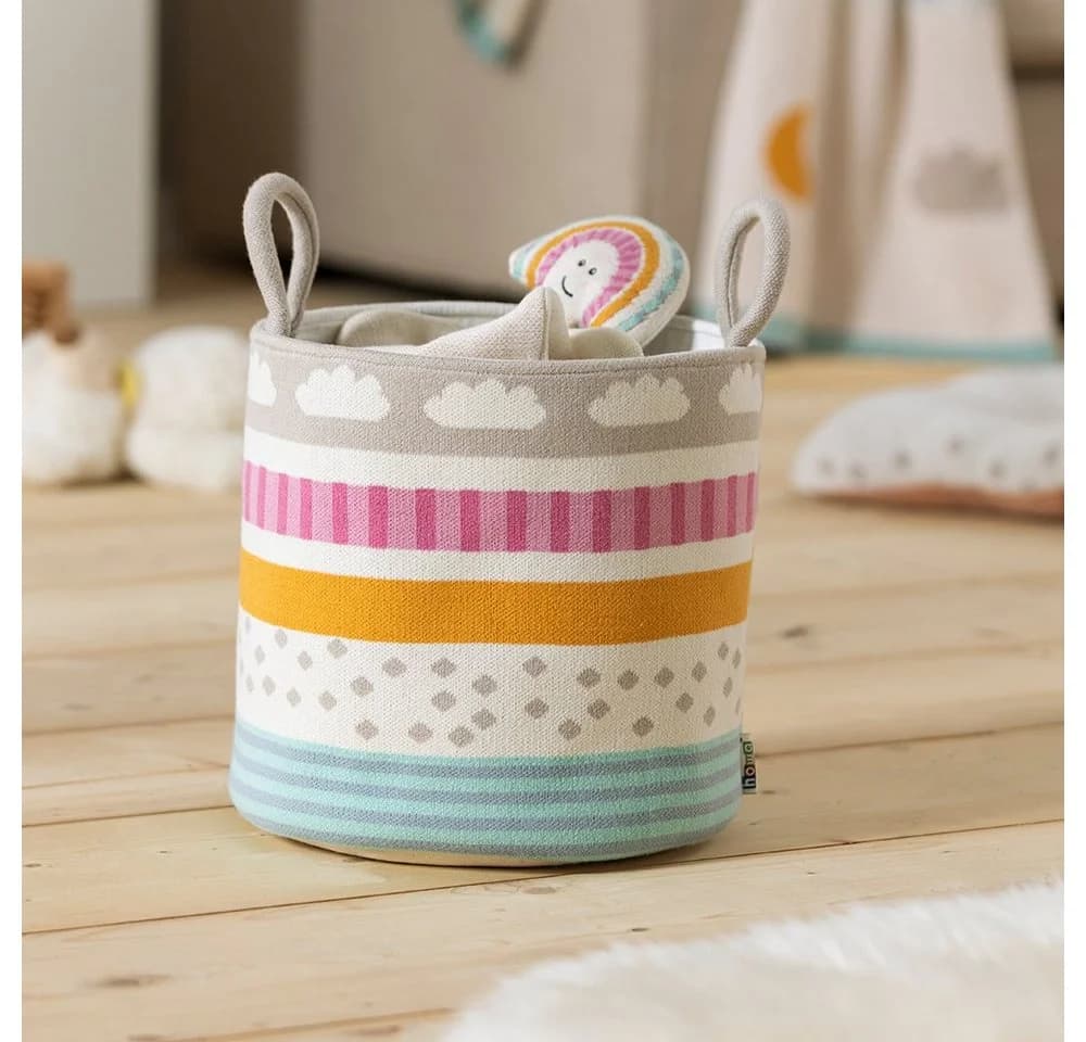 howa Aufbewahrungskorb be happy Spielzeugkorb Kinderzimmer beige Baumwolle Strick