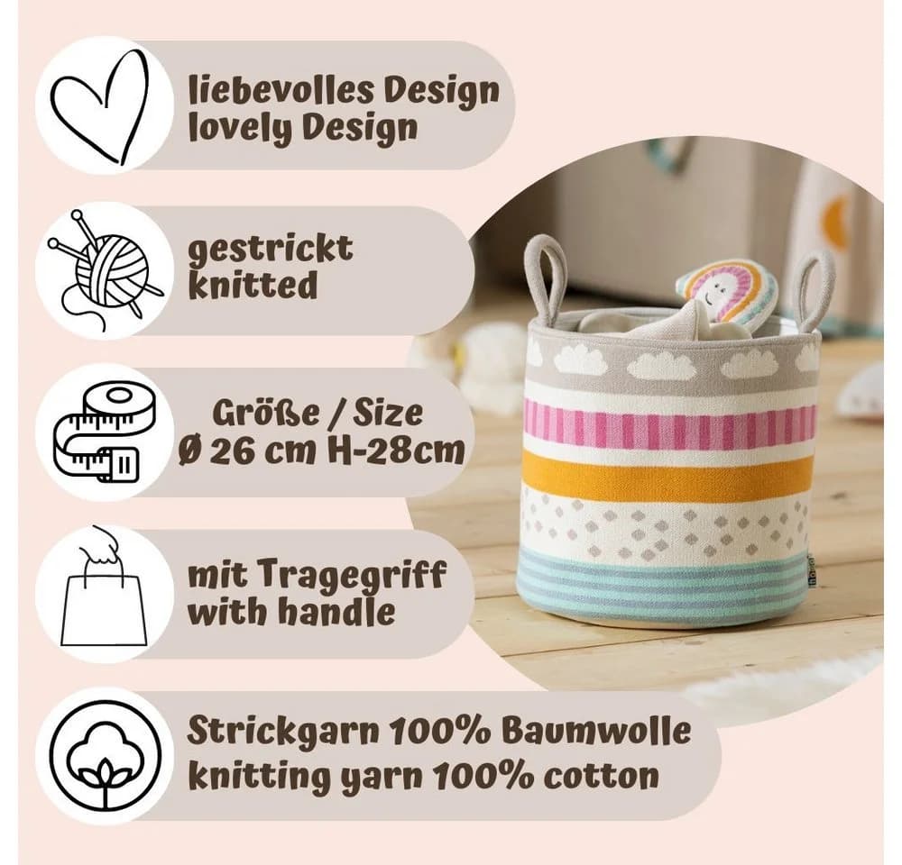 howa Aufbewahrungskorb be happy Spielzeugkorb Kinderzimmer beige Baumwolle Strick - Bild 4