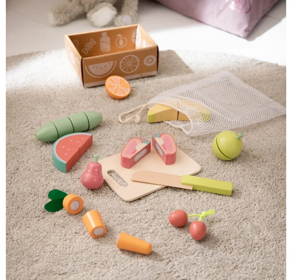 howa Spiellebensmittel-Set 32-tlg. Holz Spielzeug Zubehör für Kaufladen und Kinderküche