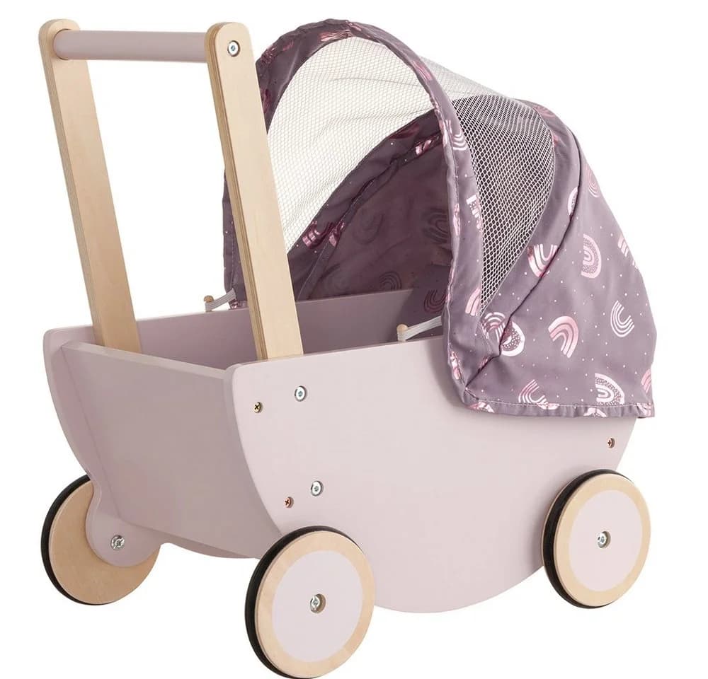 howa Puppenwagen Rainbow Holz mit Verdeck Regenbogen - Bild 2
