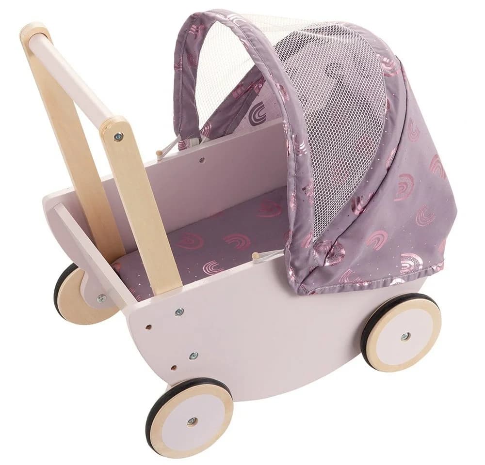 howa Puppenwagen Rainbow Holz mit Verdeck Regenbogen - Bild 3
