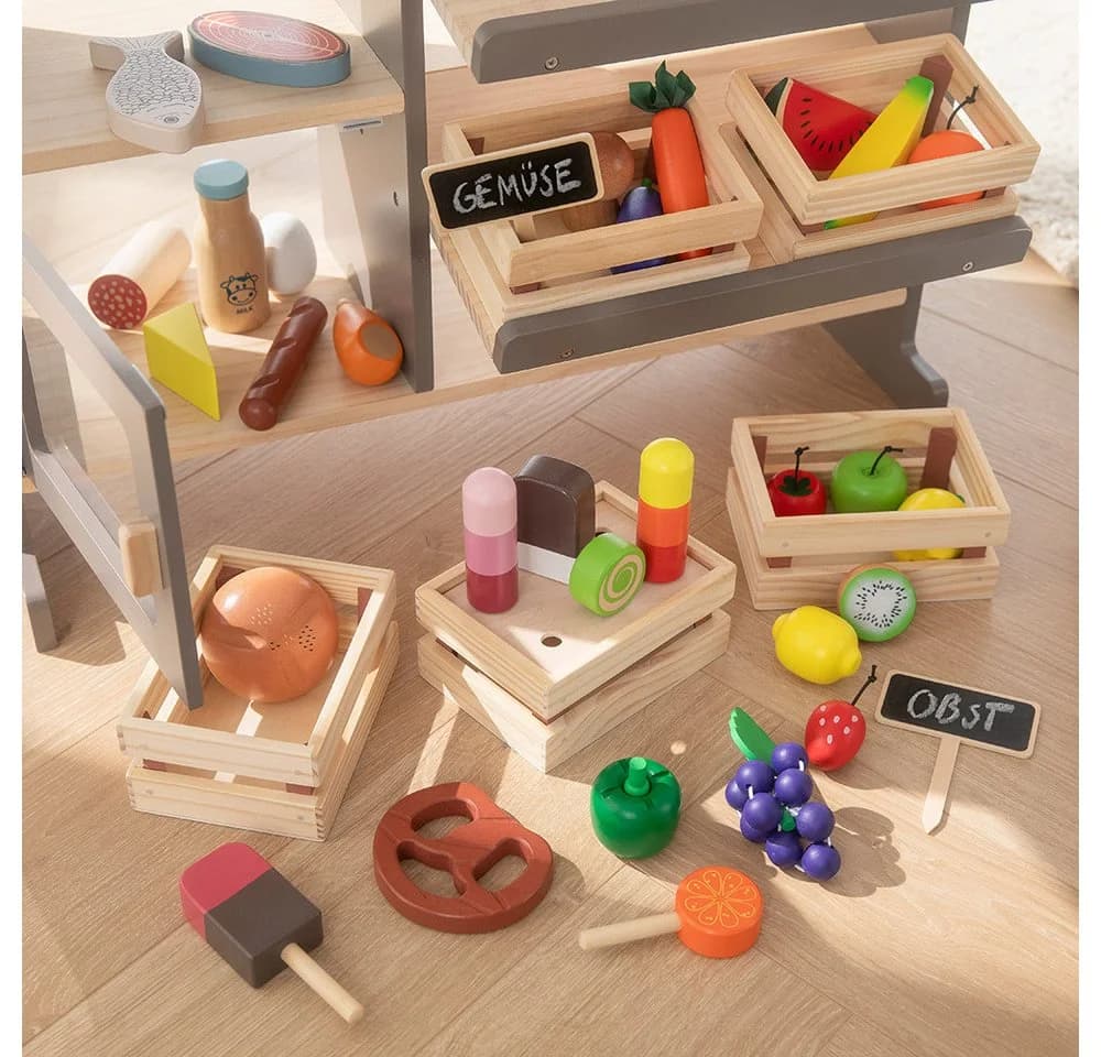 howa Kaufladen Holz Natur Beige mit 30-teiligem Zubehör - Bild 4