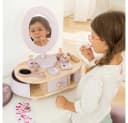 howa Schminktisch für Kinder aus Holz mit 8-tlg. Zubehör & Herzaufklebern Rosa Bild 3