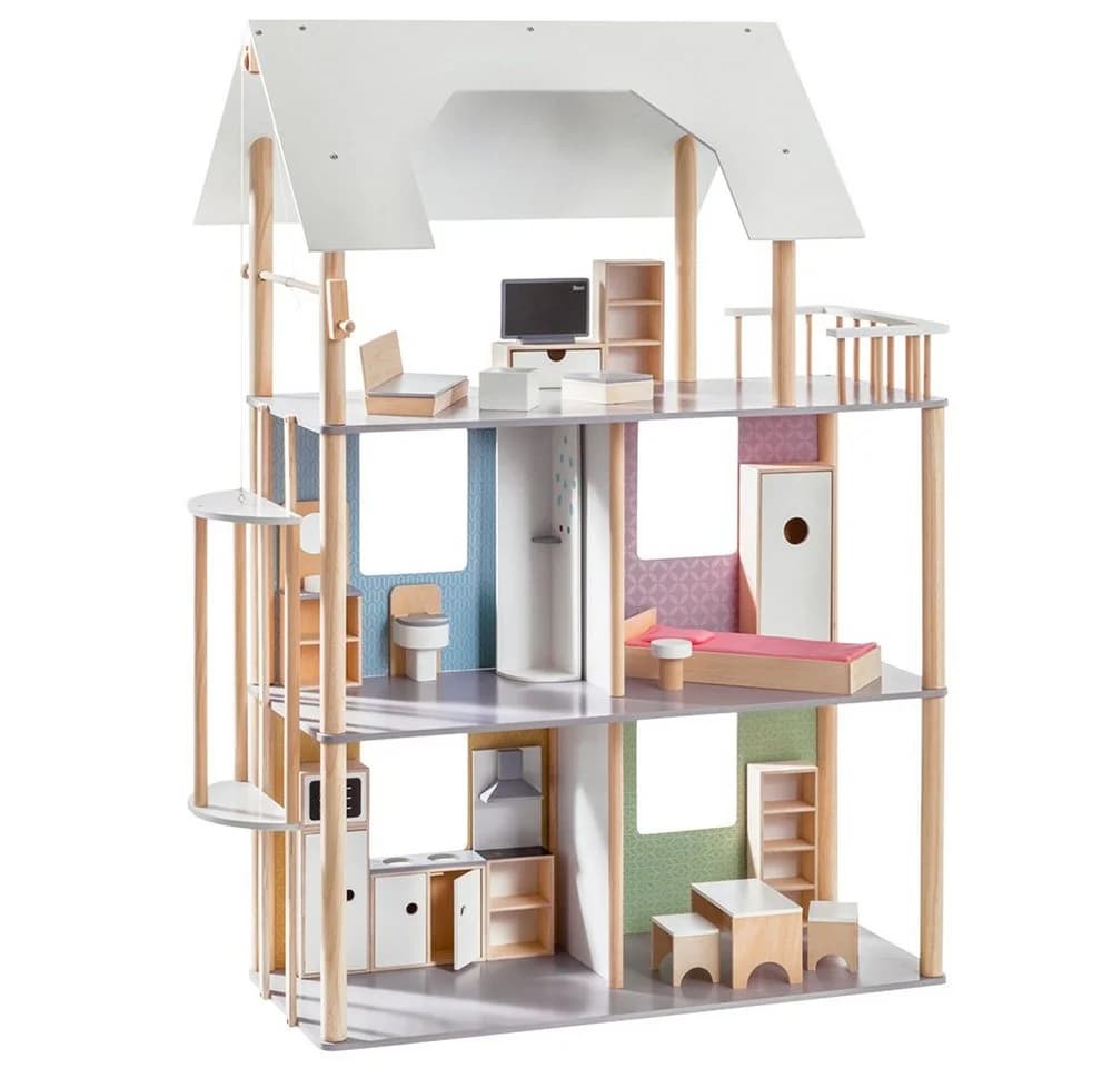 howa Puppenhaus für Ankleidepuppen bis 30 cm inkl. 19-tlg. Möbelset aus Holz - Bild 2