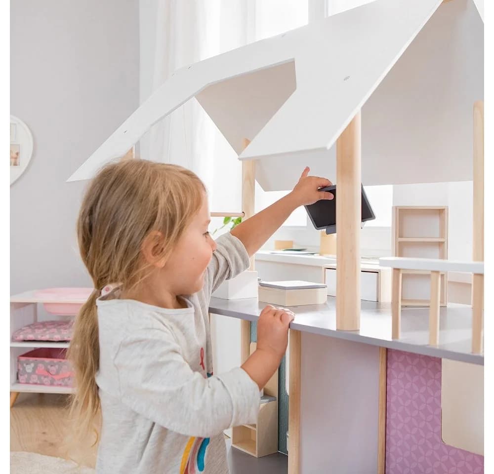 howa Puppenhaus für Ankleidepuppen bis 30 cm inkl. 19-tlg. Möbelset aus Holz - Bild 5