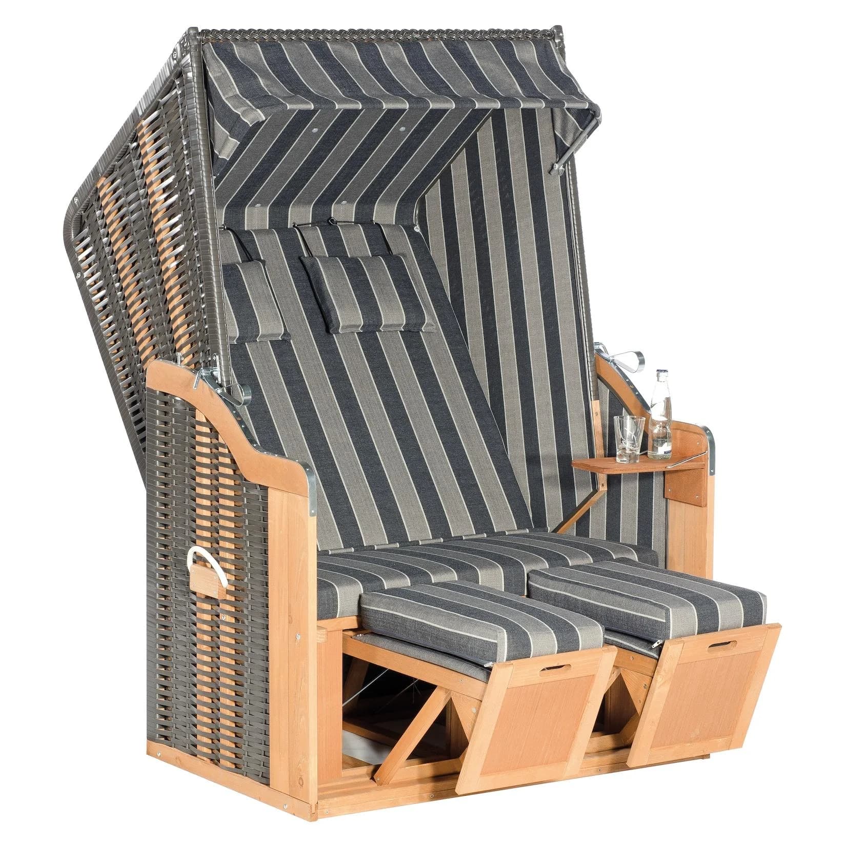 Strandkorb SUNNYSMART Rustikal 50 Plus 2-Sitzer Grau Anthrazit