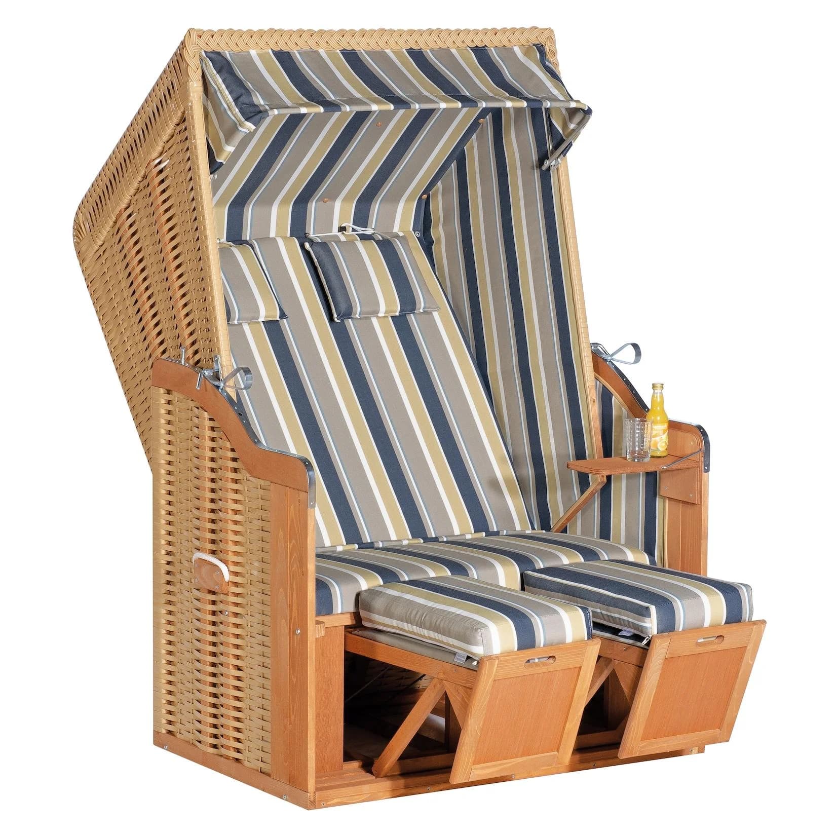 SonnenPartner Garten-Strandkorb Rustikal 50 Plus - 2-Sitzer Halblieger