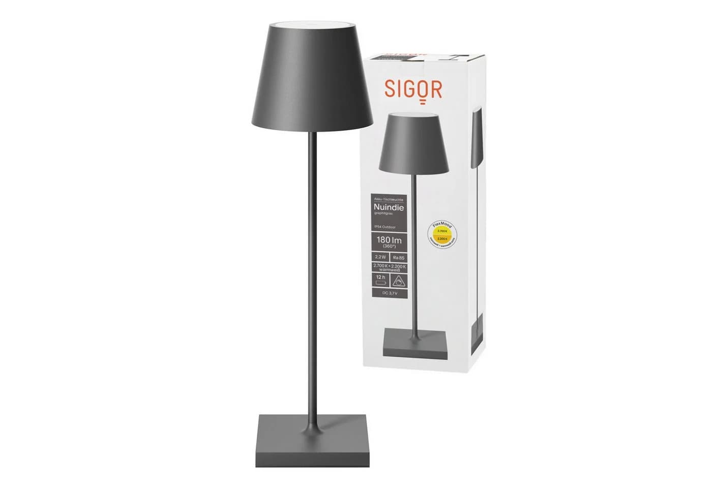 Sigor Akku-Tischleuchte NUINDIE USB-C Graphitgrau - Bild 2