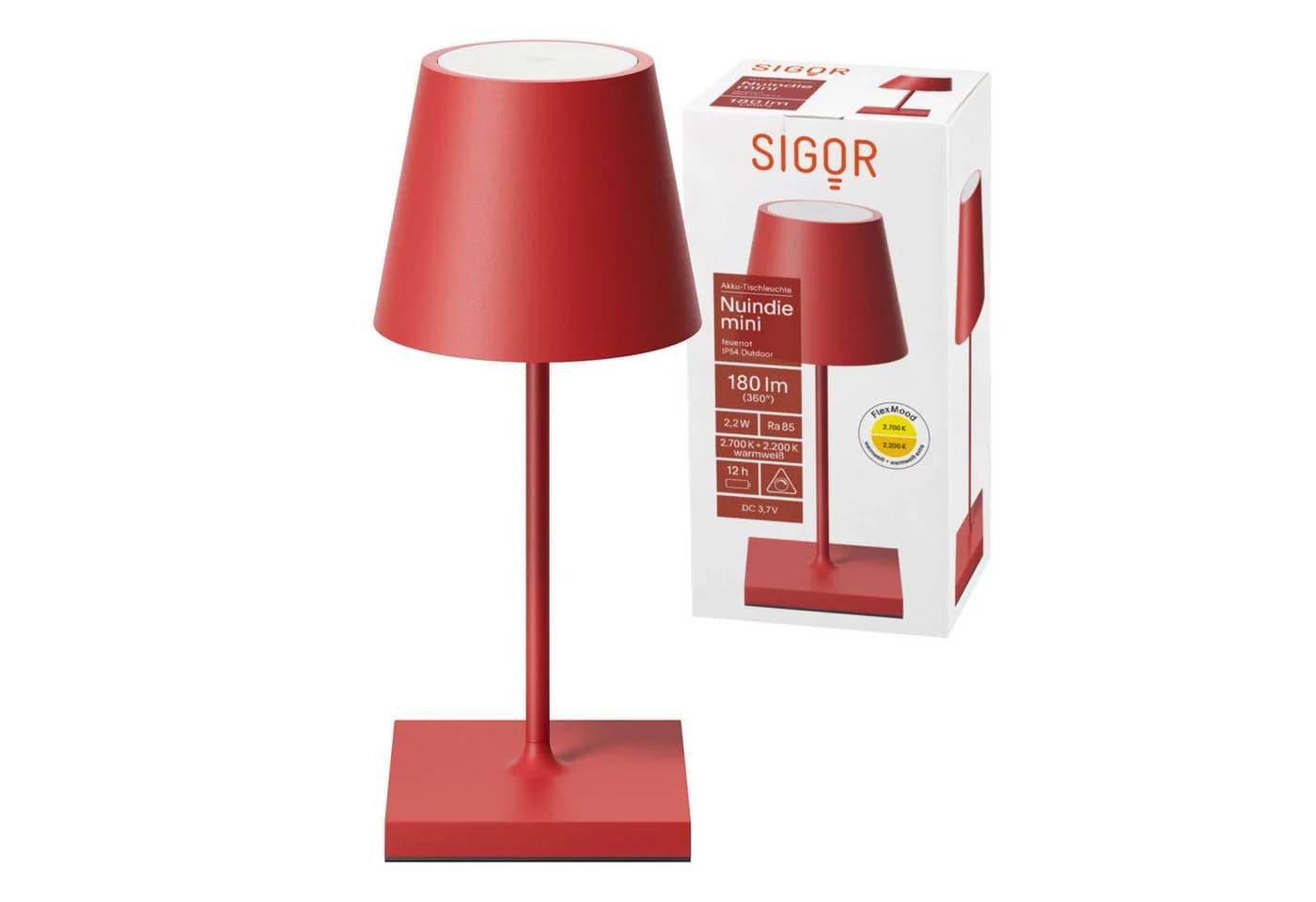 Sigor Akku-Tischleuchte NUINDIE USB-C Mini Feuerrot - Bild 2
