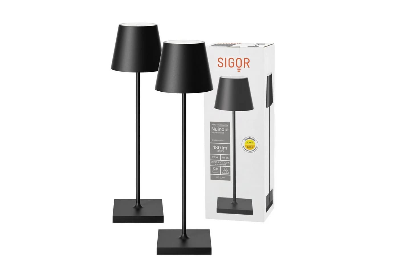 SIGOR Nuindie LED Tischleuchte 2x nachtschwarz Dimmbar USB-C - Bild 2