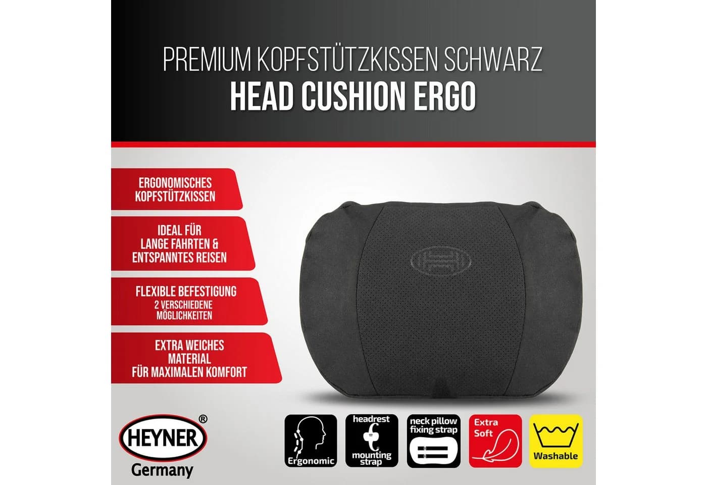 HEYNER Lagerungskissen Schwarz - Ergonomisch & Super Soft abnehmbar