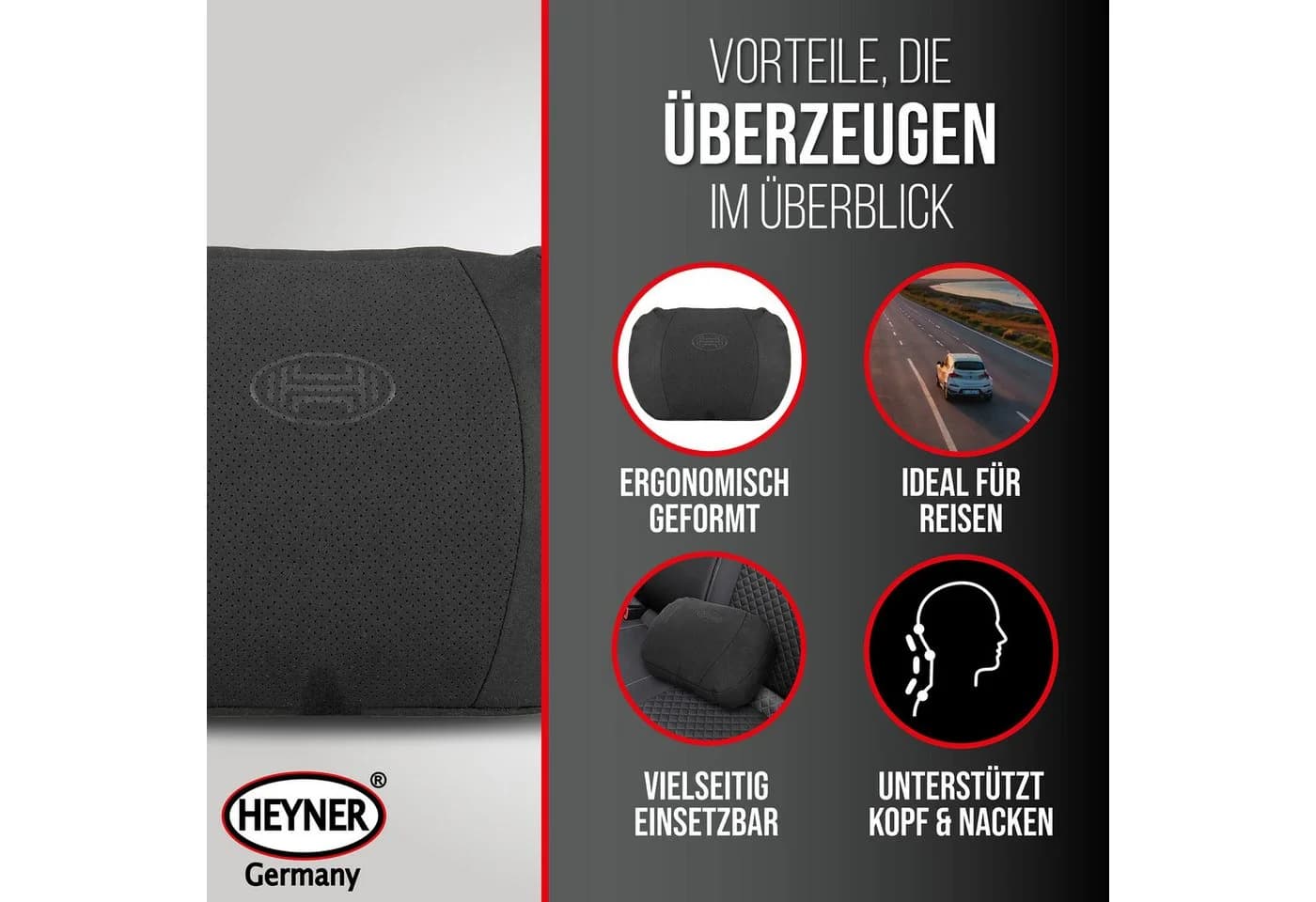 HEYNER Lagerungskissen Schwarz - Ergonomisch & Super Soft abnehmbar - Bild 4