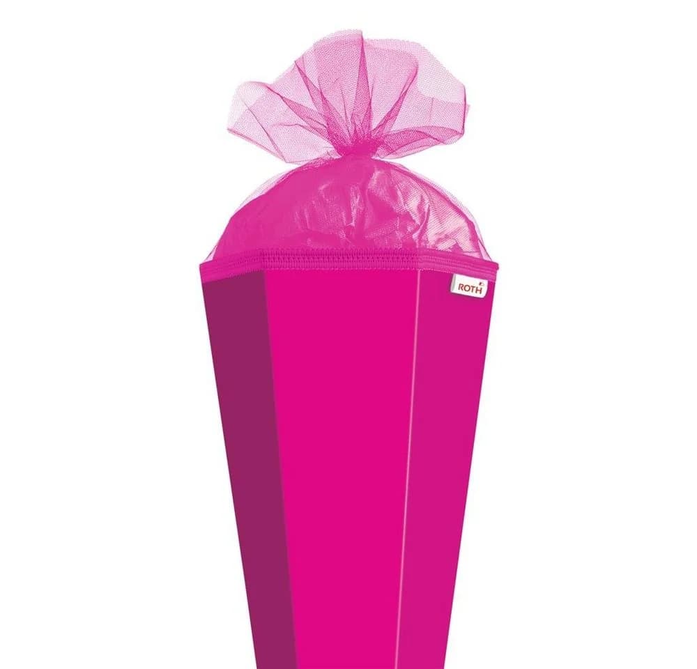 Roth Schultüte 85 cm Rosa Eckig mit Tüllverschluss