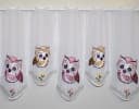 Stickereien Plauen Gardine Eulen Rosa-Braun Voile Bestickt Bild 2