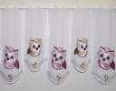Stickereien Plauen Gardine Eulen Rosa-Braun Voile Bestickt Bild 4