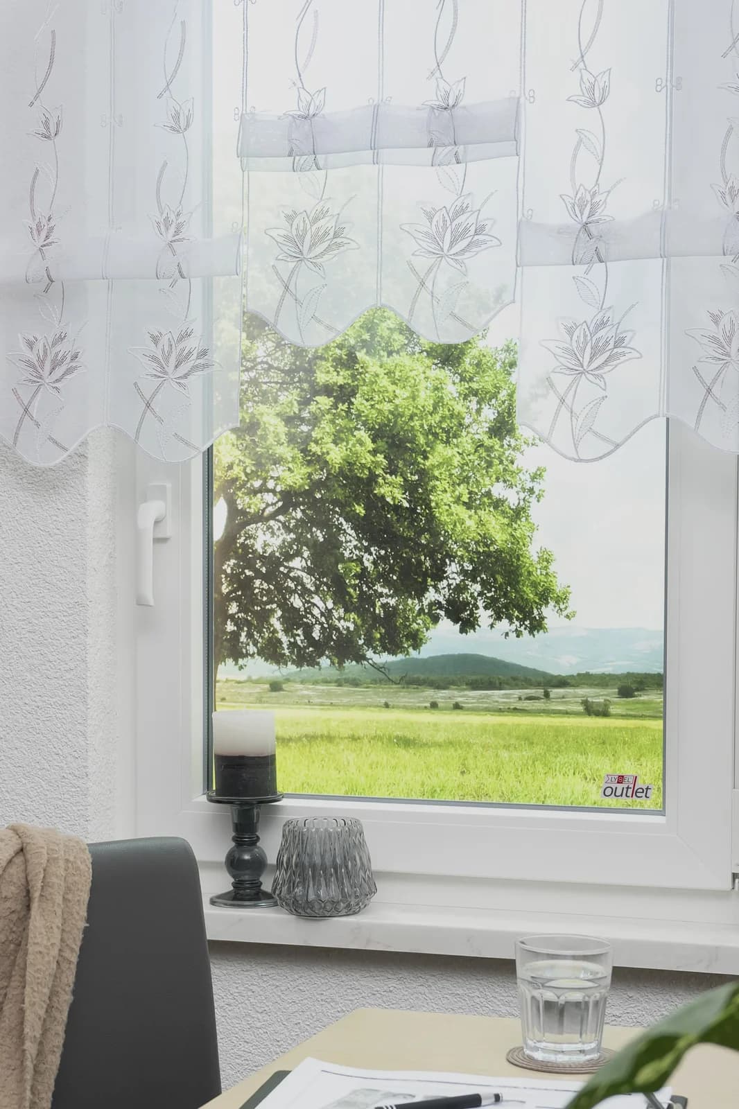 Scheibengardine Stickereien Plauen Kiara Bordeaux 160x95cm Polyester