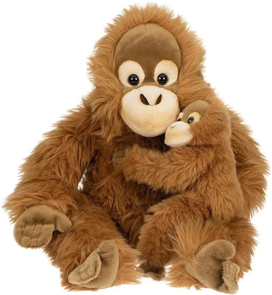 Uni-Toys Orang-Utan mit Baby 30 cm Plüschtier 100 % Recyceltes Füllmaterial - Bild 2