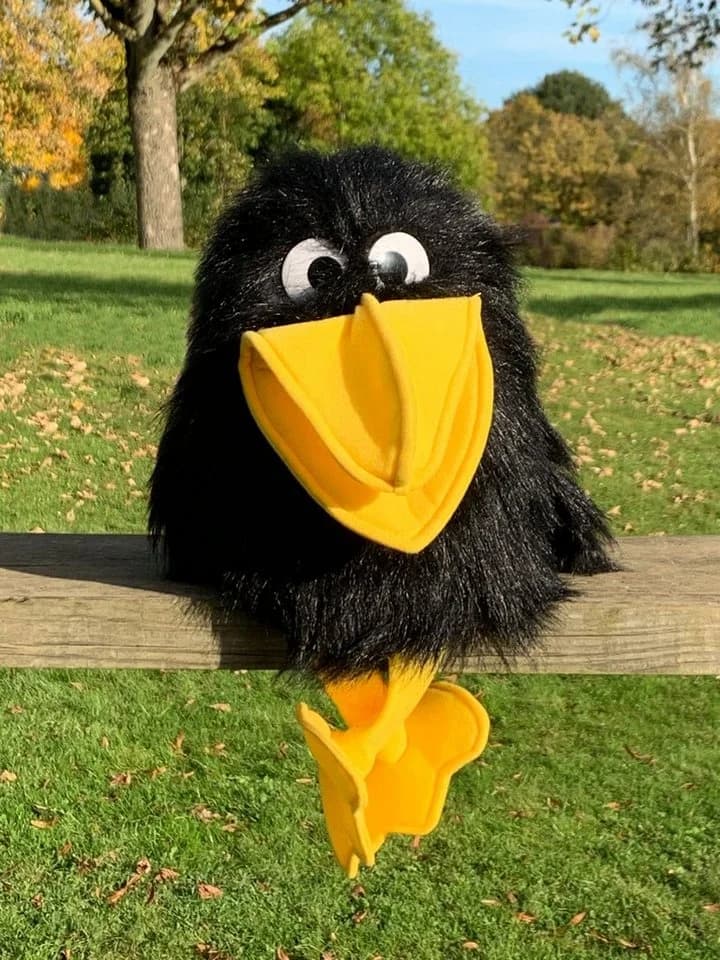 Uni-Toys Kuscheltier Handpuppe Rabe Gelb Plüsch-Vogel - Bild 3