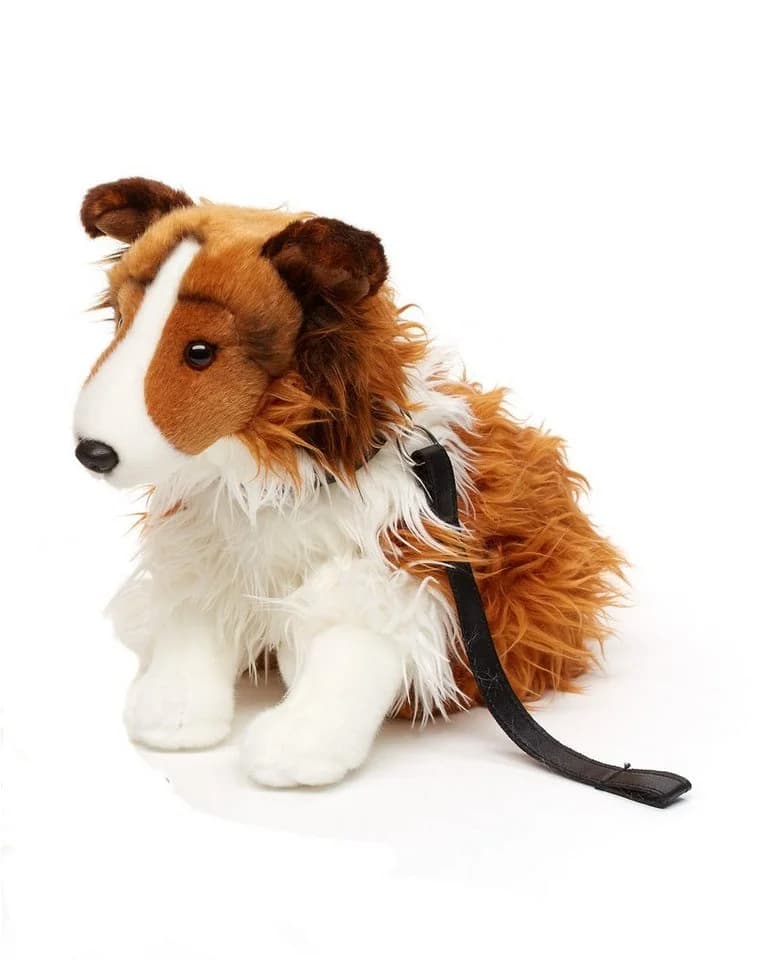 Uni-Toys Kuscheltier Langhaarcollie mit Leine - 27 cm - Plüsch-Hund - Bild 3