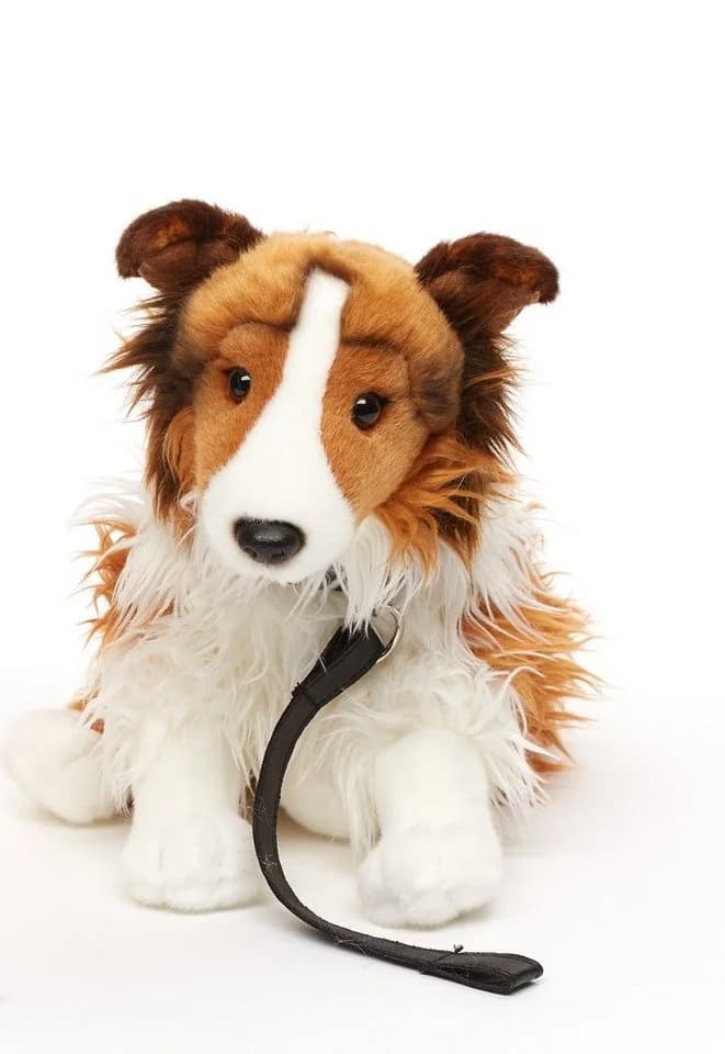 Uni-Toys Kuscheltier Langhaarcollie mit Leine - 27 cm - Plüsch-Hund - Bild 4