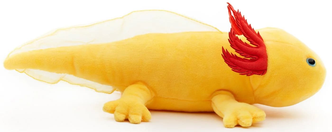 Uni-Toys Kuscheltier Axolotl Plüsch 32 cm Gelb Blau - Bild 3