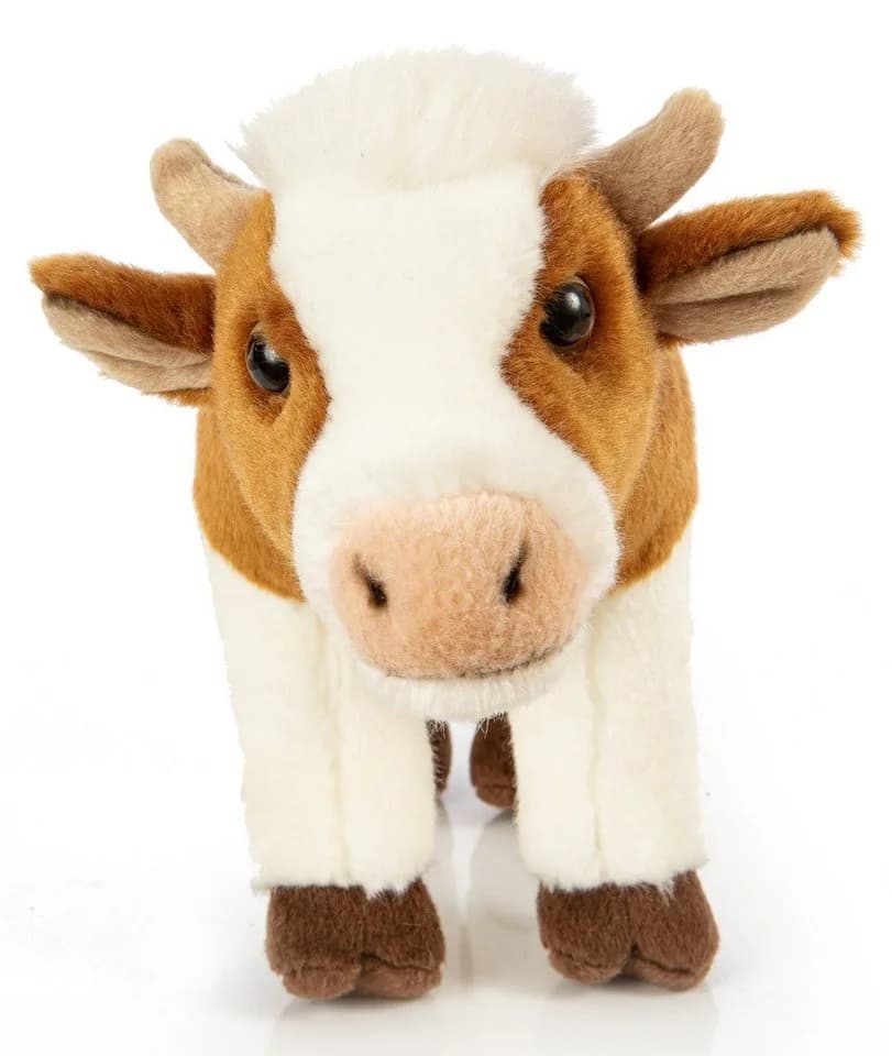Uni-Toys Kuscheltier Kuh weiß-braun mit Muhton