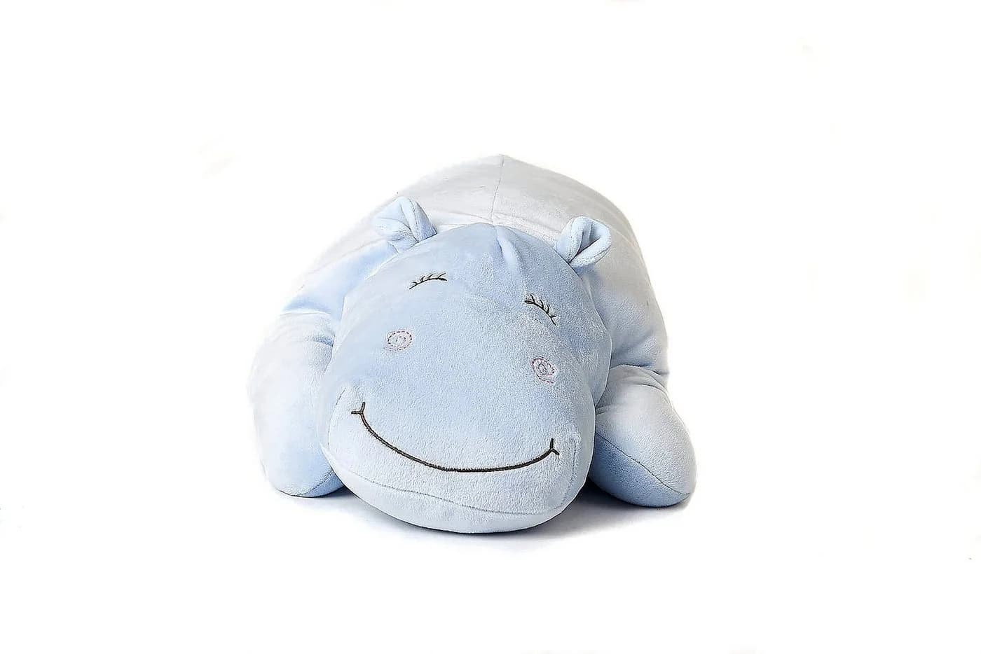 Uni-Toys Kuscheltier Plüsch-Kissen Nilpferd Ultraweich 56 cm Blau/Rosa
