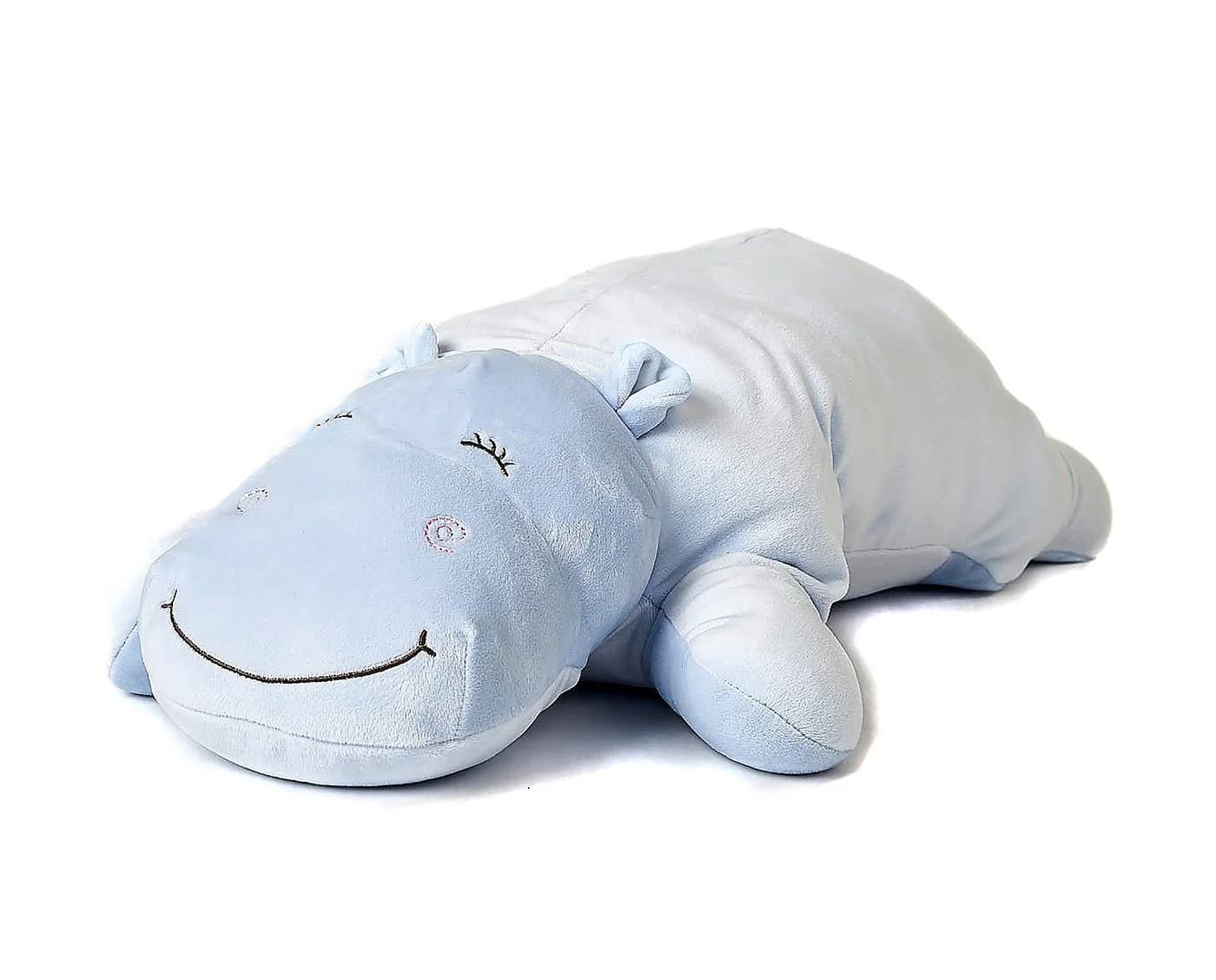 Uni-Toys Kuscheltier Plüsch-Kissen Nilpferd Ultraweich 56 cm Blau/Rosa - Bild 2