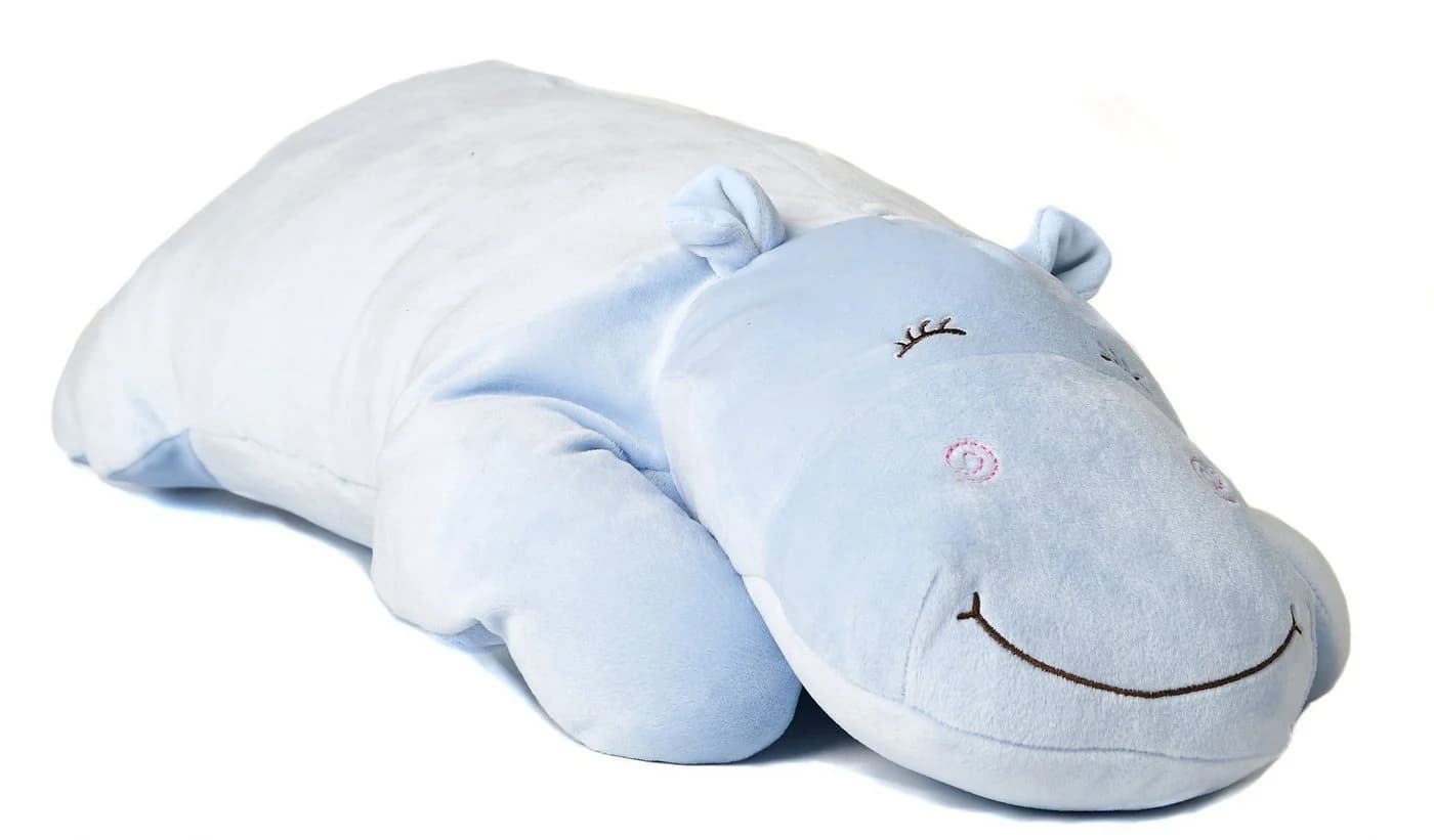 Uni-Toys Kuscheltier Plüsch-Kissen Nilpferd Ultraweich 56 cm Blau/Rosa - Bild 4