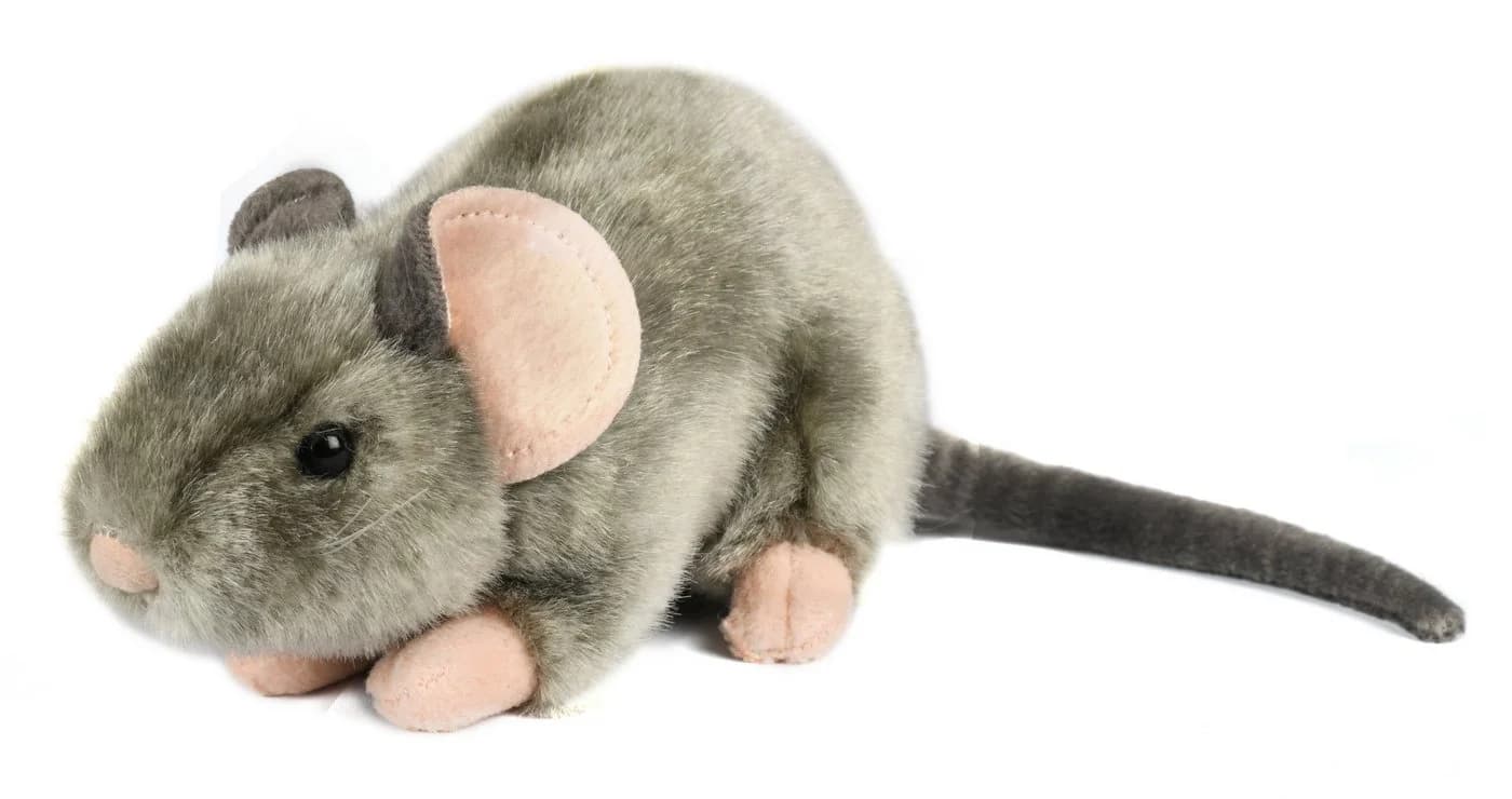 Uni-Toys Kuscheltier Maus grau mit rosa Pfoten - 17 cm Plüschtier - Bild 2
