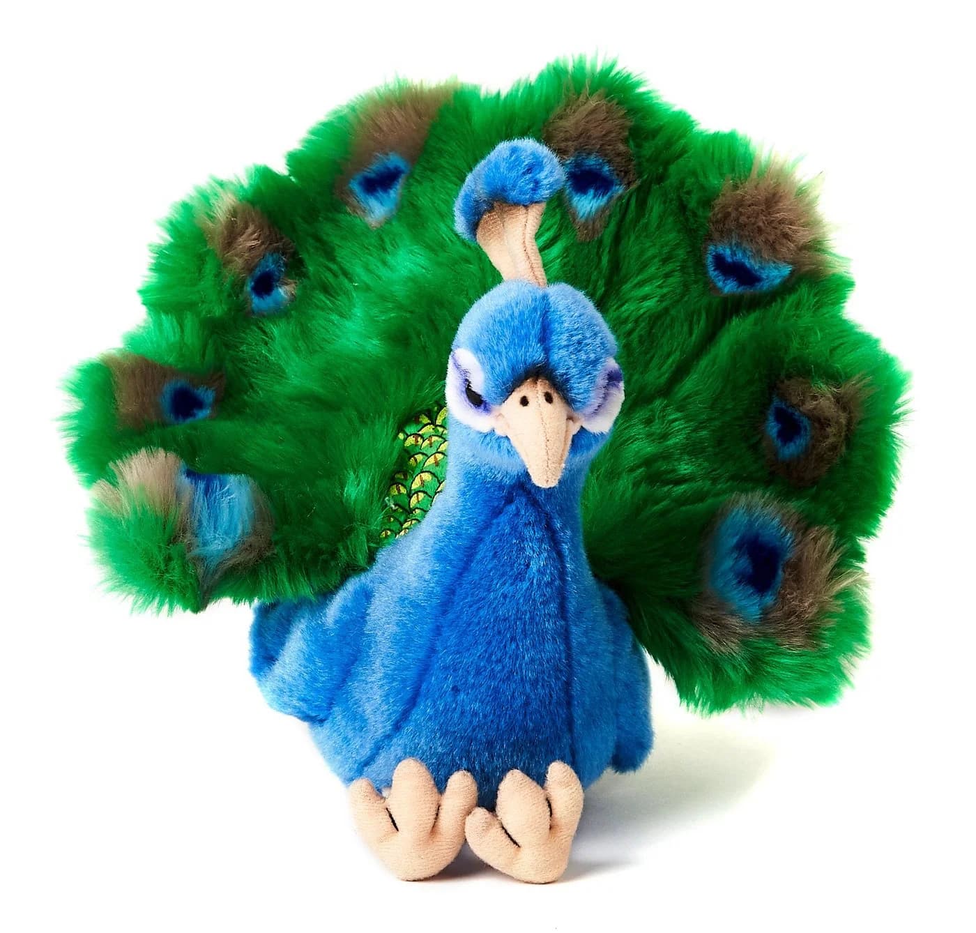 Uni-Toys Kuscheltier Pfau Blau Plüsch-Vogel 100% recyceltes Füllmaterial