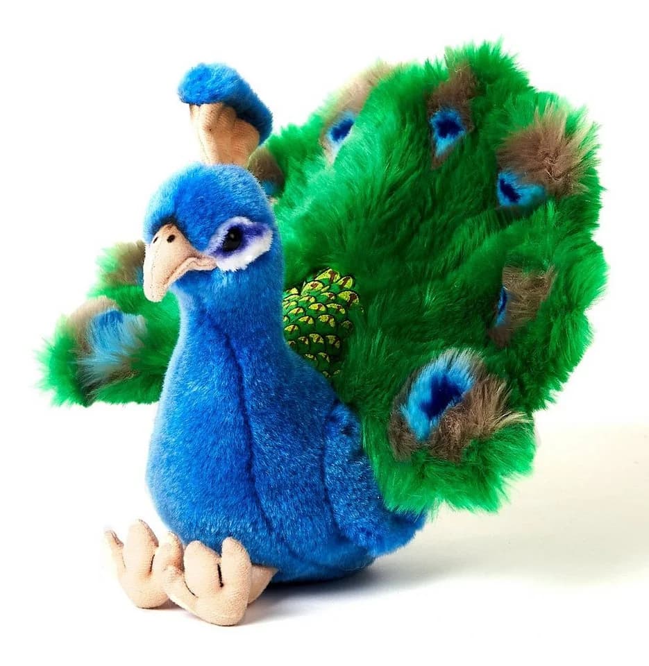 Uni-Toys Kuscheltier Pfau Blau Plüsch-Vogel 100% recyceltes Füllmaterial - Bild 2