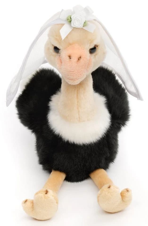 Uni-Toys Kuscheltier Strauß mit Braut-Schleier Weiss 28 cm - Bild 4