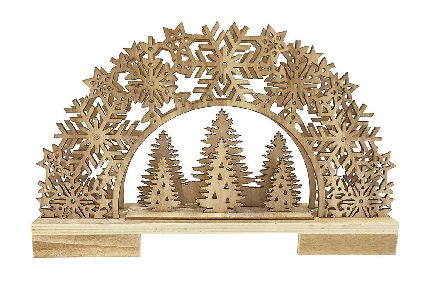 BONETTI LED Schwibbogen Holz Lichterbogen Tannenbäumchen