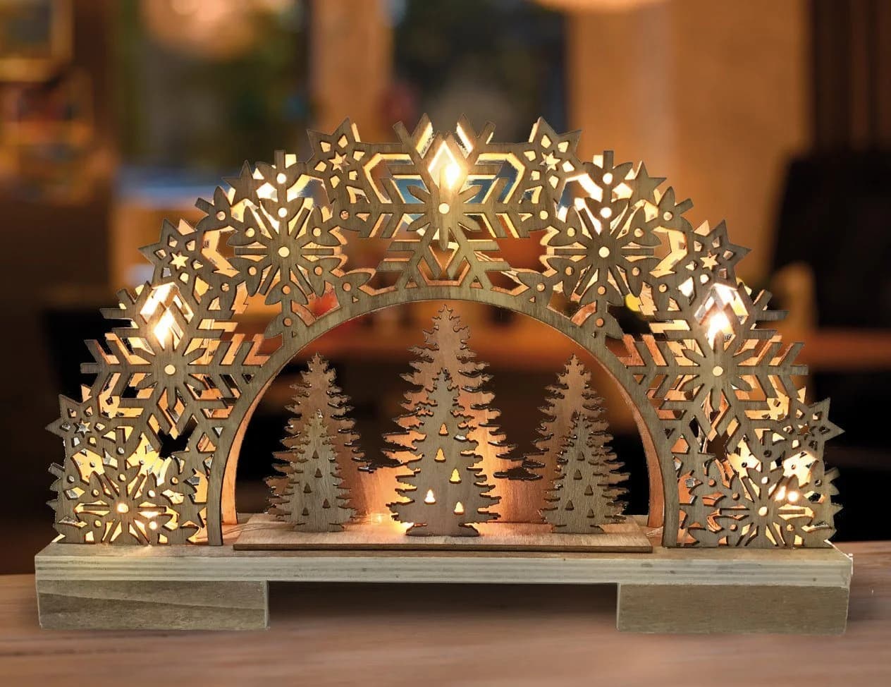 BONETTI LED Schwibbogen Holz Lichterbogen Tannenbäumchen - Bild 2