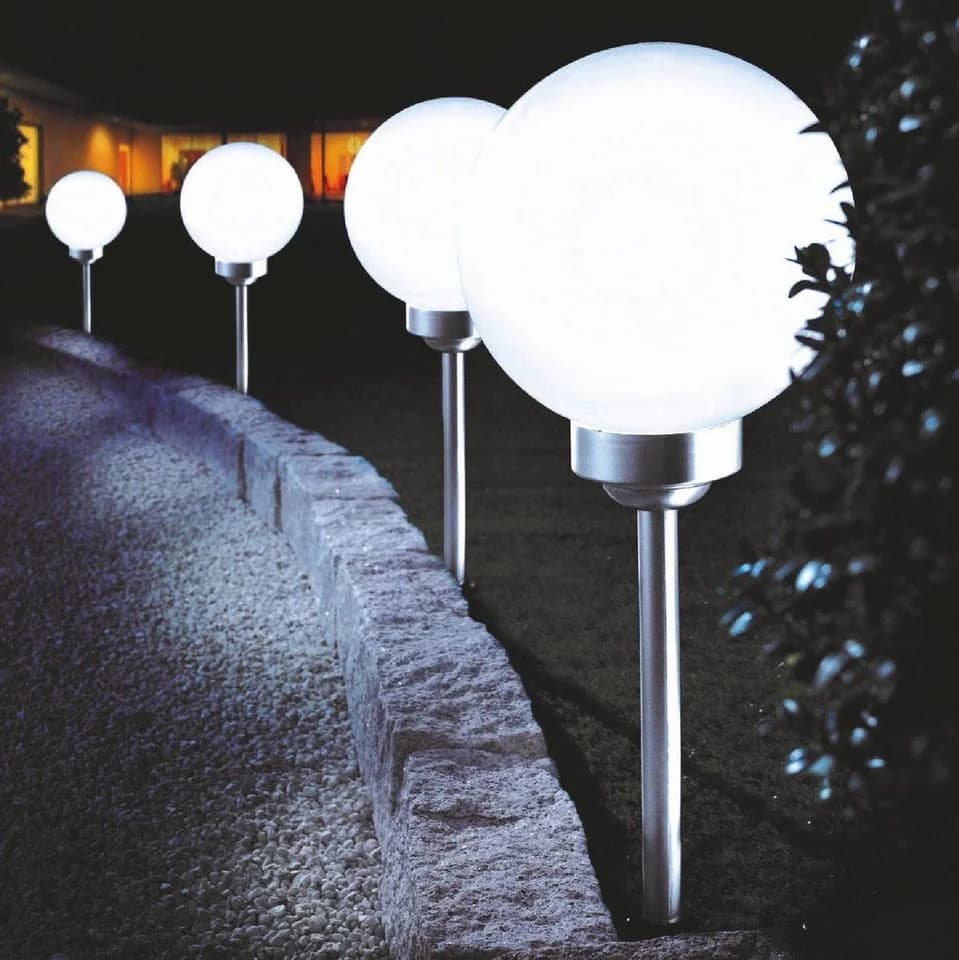 BONETTI LED Solar Gartenleuchte Weiß Kugelform