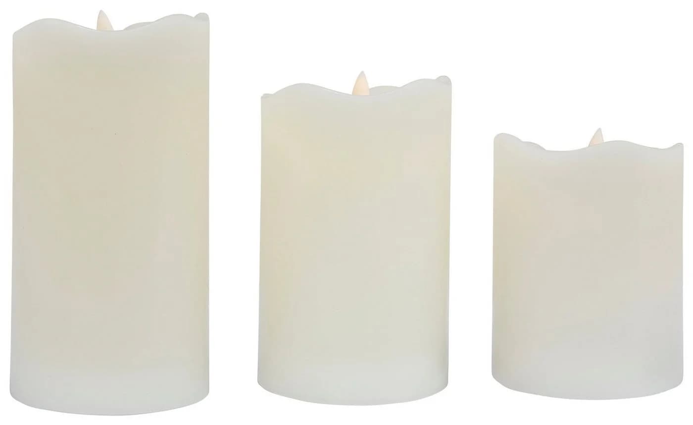 BONETTI LED-Kerzen-Set 3er beige 3D-Flammeneffekt Timer