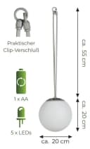 IC Gardenstyle LED Solarleuchte Hängend Solar Kugelleuchte 20 cm Bild 4