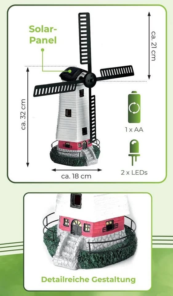 IC Gardenstyle LED Solarleuchte Solar Windmühle warm-weiß bewegliche Flügel - Bild 3