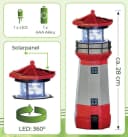 IC Gardenstyle Solar Leuchtturm LED mit rotierendem Leuchtfeuer rot-weiß Bild 1