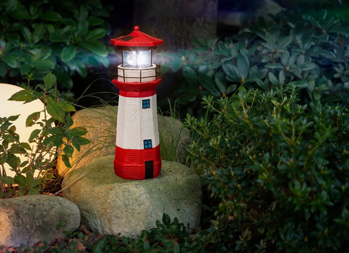 IC Gardenstyle Solar Leuchtturm LED mit rotierendem Leuchtfeuer rot-weiß - Bild 4