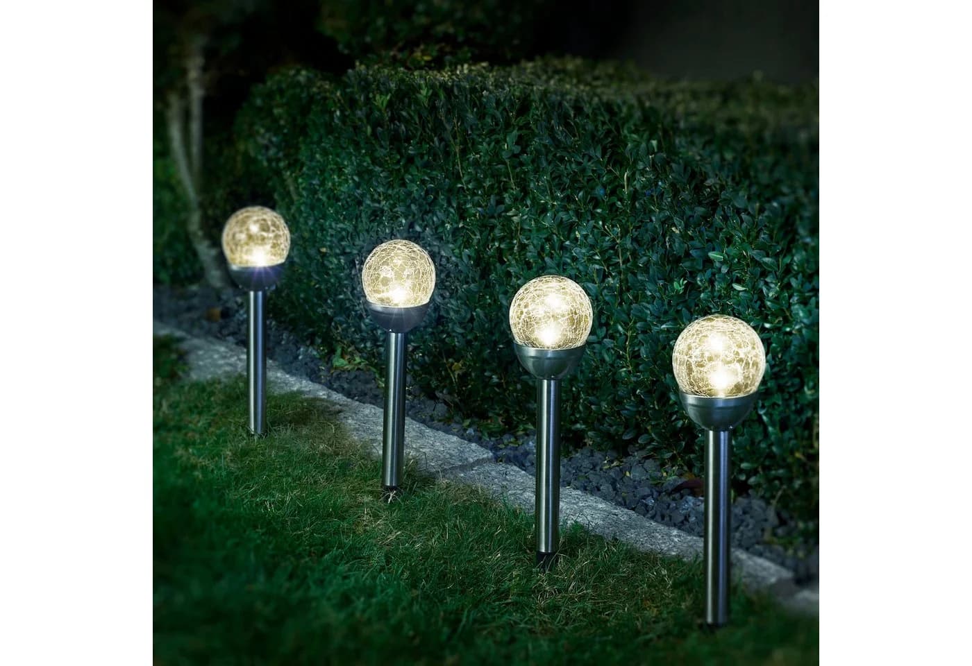 IC Gardenstyle Solar-Gartenleuchte mit Bruchglaskugel Edelstahl - Bild 4