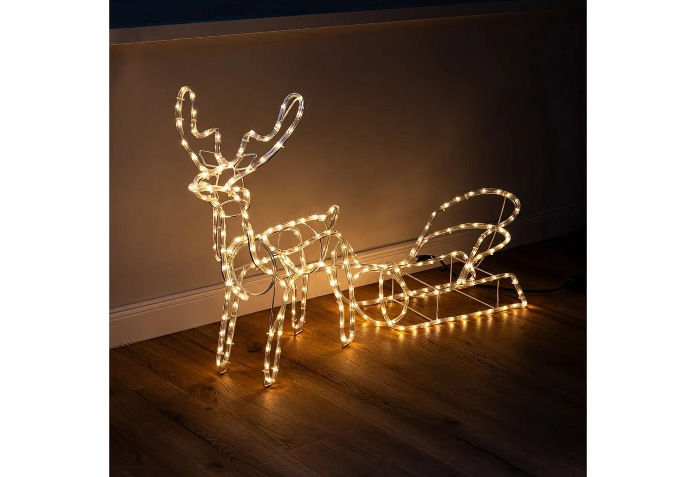 BONETTI LED Rentier mit Schlitten 11 m Lichterschlauch 264 Lichter - Bild 2